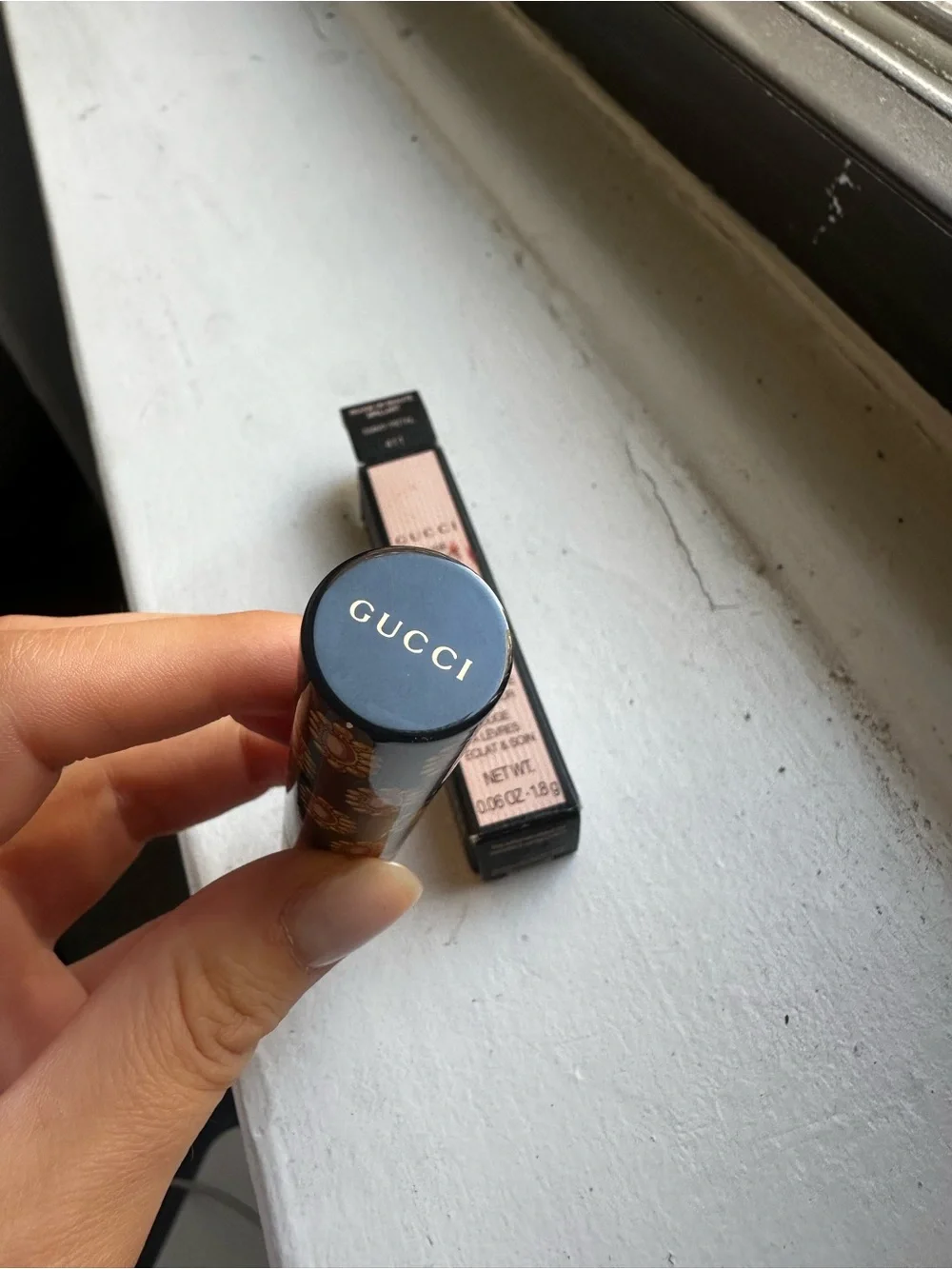 Gucci Rouge de Beauté Brilliant Shine Glow & Care Lipstick — Emmy Petal
